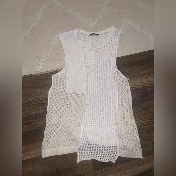 Zara crochet tank & pant set L boho coastal spring casual knit comfy beach - Picture 6 of 11